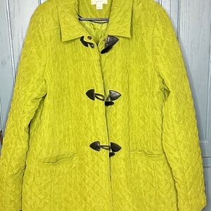 CJ Banks Bright Green Quilted Puffer Jacket
